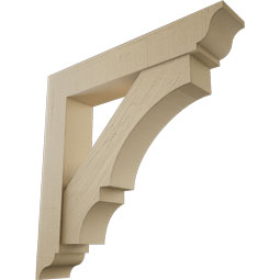 Ekena Millwork - BKTUR0756X42X42BOA01RCPR - Timberthane Faux Wood Balboa Style Bracket w/ Offset Brace, Traditional Ends, 7 1/2"W x 42"D x 42"H, Primed Tan