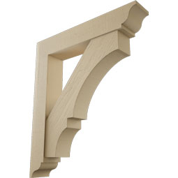 Ekena Millwork - BKTUR0756X42X48BOA01RCPR - Timberthane Faux Wood Balboa Style Bracket w/ Offset Brace, Traditional Ends, 7 1/2"W x 42"D x 48"H, Primed Tan