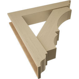 Ekena Millwork - BKTUR0756X44X44BOA01RCPR - Timberthane Faux Wood Balboa Style Bracket w/ Offset Brace, Traditional Ends, 7 1/2"W x 44"D x 44"H, Primed Tan