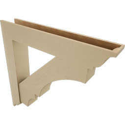 Ekena Millwork - BKTUR0756X46X46BOA01RCPR - Timberthane Faux Wood Balboa Style Bracket w/ Offset Brace, Traditional Ends, 7 1/2"W x 46"D x 46"H, Primed Tan