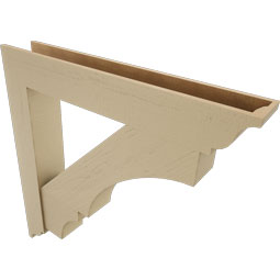 Ekena Millwork - BKTUR0756X48X48BOA01RCPR - Timberthane Faux Wood Balboa Style Bracket w/ Offset Brace, Traditional Ends, 7 1/2"W x 48"D x 48"H, Primed Tan