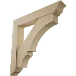 Ekena Millwork - BKTUR0756X48X48BOA01RCPR - Timberthane Faux Wood Balboa Style Bracket w/ Offset Brace, Traditional Ends, 7 1/2"W x 48"D x 48"H, Primed Tan