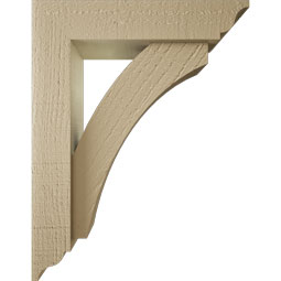 Ekena Millwork - BKTUR0352X14X18THR01RCPR - Timberthane Faux Wood Thorton Style Bracket w/ Offset Brace, Traditional Ends, 3 1/2"W x 14"D x 18"H, Primed Tan