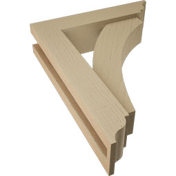 Ekena Millwork - BKTUR0352X14X18THR01RCPR - Timberthane Faux Wood Thorton Style Bracket w/ Offset Brace, Traditional Ends, 3 1/2"W x 14"D x 18"H, Primed Tan