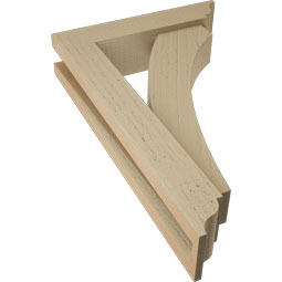 Ekena Millwork - BKTUR0352X14X22THR01RCPR - Timberthane Faux Wood Thorton Style Bracket w/ Offset Brace, Traditional Ends, 3 1/2"W x 14"D x 22"H, Primed Tan