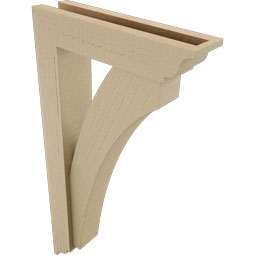 Ekena Millwork - BKTUR0352X14X26THR01RCPR - Timberthane Faux Wood Thorton Style Bracket w/ Offset Brace, Traditional Ends, 3 1/2"W x 14"D x 26"H, Primed Tan