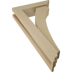 Ekena Millwork - BKTUR0352X14X26THR01RCPR - Timberthane Faux Wood Thorton Style Bracket w/ Offset Brace, Traditional Ends, 3 1/2"W x 14"D x 26"H, Primed Tan