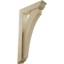 Ekena Millwork - BKTUR0352X14X26THR01RCPR - Timberthane Faux Wood Thorton Style Bracket w/ Offset Brace, Traditional Ends, 3 1/2"W x 14"D x 26"H, Primed Tan