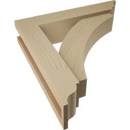 Ekena Millwork - BKTUR0352X16X16THR01RCPR - Timberthane Faux Wood Thorton Style Bracket w/ Offset Brace, Traditional Ends, 3 1/2"W x 16"D x 16"H, Primed Tan