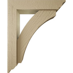 Ekena Millwork - BKTUR0352X16X20THR01RCPR - Timberthane Faux Wood Thorton Style Bracket w/ Offset Brace, Traditional Ends, 3 1/2"W x 16"D x 20"H, Primed Tan