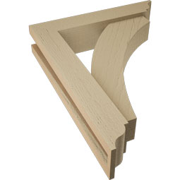 Ekena Millwork - BKTUR0352X16X20THR01RCPR - Timberthane Faux Wood Thorton Style Bracket w/ Offset Brace, Traditional Ends, 3 1/2"W x 16"D x 20"H, Primed Tan
