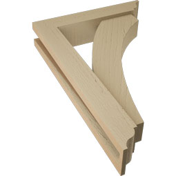Ekena Millwork - BKTUR0352X16X24THR01RCPR - Timberthane Faux Wood Thorton Style Bracket w/ Offset Brace, Traditional Ends, 3 1/2"W x 16"D x 24"H, Primed Tan