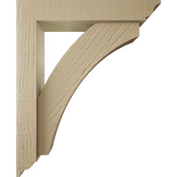 Ekena Millwork - BKTUR0352X18X22THR01RCPR - Timberthane Faux Wood Thorton Style Bracket w/ Offset Brace, Traditional Ends, 3 1/2"W x 18"D x 22"H, Primed Tan