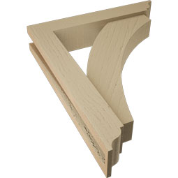Ekena Millwork - BKTUR0352X18X22THR01RCPR - Timberthane Faux Wood Thorton Style Bracket w/ Offset Brace, Traditional Ends, 3 1/2"W x 18"D x 22"H, Primed Tan