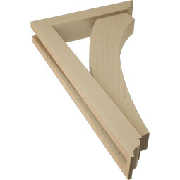 Ekena Millwork - BKTUR0352X18X30THR01RCPR - Timberthane Faux Wood Thorton Style Bracket w/ Offset Brace, Traditional Ends, 3 1/2"W x 18"D x 30"H, Primed Tan