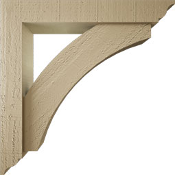 Ekena Millwork - BKTUR0352X20X20THR01RCPR - Timberthane Faux Wood Thorton Style Bracket w/ Offset Brace, Traditional Ends, 3 1/2"W x 20"D x 20"H, Primed Tan
