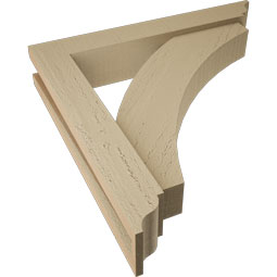 Ekena Millwork - BKTUR0352X20X20THR01RCPR - Timberthane Faux Wood Thorton Style Bracket w/ Offset Brace, Traditional Ends, 3 1/2"W x 20"D x 20"H, Primed Tan