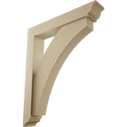 Ekena Millwork - BKTUR0352X20X24THR01RCPR - Timberthane Faux Wood Thorton Style Bracket w/ Offset Brace, Traditional Ends, 3 1/2"W x 20"D x 24"H, Primed Tan