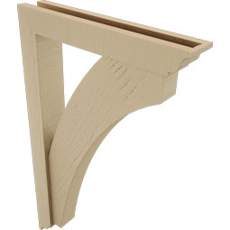 Ekena Millwork - BKTUR0352X20X32THR01RCPR - Timberthane Faux Wood Thorton Style Bracket w/ Offset Brace, Traditional Ends, 3 1/2"W x 20"D x 32"H, Primed Tan