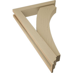 Ekena Millwork - BKTUR0352X20X32THR01RCPR - Timberthane Faux Wood Thorton Style Bracket w/ Offset Brace, Traditional Ends, 3 1/2"W x 20"D x 32"H, Primed Tan