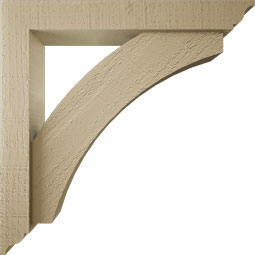 Ekena Millwork - BKTUR0352X22X22THR01RCPR - Timberthane Faux Wood Thorton Style Bracket w/ Offset Brace, Traditional Ends, 3 1/2"W x 22"D x 22"H, Primed Tan