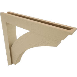 Ekena Millwork - BKTUR0352X22X22THR01RCPR - Timberthane Faux Wood Thorton Style Bracket w/ Offset Brace, Traditional Ends, 3 1/2"W x 22"D x 22"H, Primed Tan