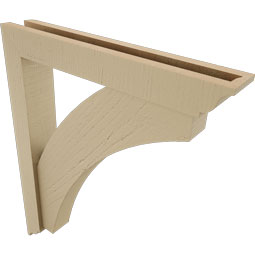 Ekena Millwork - BKTUR0352X22X26THR01RCPR - Timberthane Faux Wood Thorton Style Bracket w/ Offset Brace, Traditional Ends, 3 1/2"W x 22"D x 26"H, Primed Tan