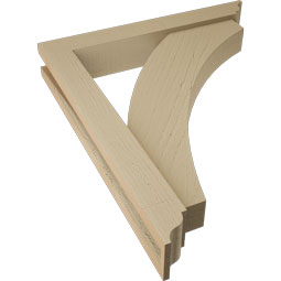Ekena Millwork - BKTUR0352X22X26THR01RCPR - Timberthane Faux Wood Thorton Style Bracket w/ Offset Brace, Traditional Ends, 3 1/2"W x 22"D x 26"H, Primed Tan