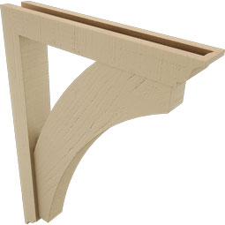 Ekena Millwork - BKTUR0352X22X30THR01RCPR - Timberthane Faux Wood Thorton Style Bracket w/ Offset Brace, Traditional Ends, 3 1/2"W x 22"D x 30"H, Primed Tan
