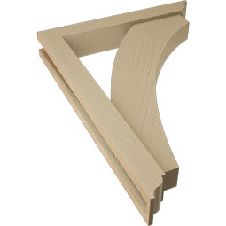 Ekena Millwork - BKTUR0352X22X30THR01RCPR - Timberthane Faux Wood Thorton Style Bracket w/ Offset Brace, Traditional Ends, 3 1/2"W x 22"D x 30"H, Primed Tan