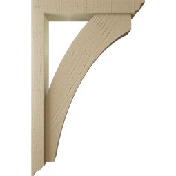 Ekena Millwork - BKTUR0352X22X34THR01RCPR - Timberthane Faux Wood Thorton Style Bracket w/ Offset Brace, Traditional Ends, 3 1/2"W x 22"D x 34"H, Primed Tan