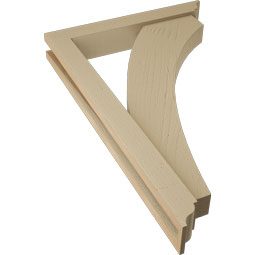 Ekena Millwork - BKTUR0352X22X34THR01RCPR - Timberthane Faux Wood Thorton Style Bracket w/ Offset Brace, Traditional Ends, 3 1/2"W x 22"D x 34"H, Primed Tan