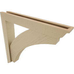 Ekena Millwork - BKTUR0352X24X24THR01RCPR - Timberthane Faux Wood Thorton Style Bracket w/ Offset Brace, Traditional Ends, 3 1/2"W x 24"D x 24"H, Primed Tan