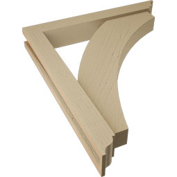 Ekena Millwork - BKTUR0352X24X28THR01RCPR - Timberthane Faux Wood Thorton Style Bracket w/ Offset Brace, Traditional Ends, 3 1/2"W x 24"D x 28"H, Primed Tan