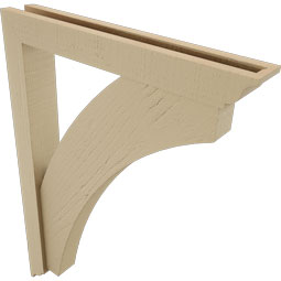 Ekena Millwork - BKTUR0352X24X32THR01RCPR - Timberthane Faux Wood Thorton Style Bracket w/ Offset Brace, Traditional Ends, 3 1/2"W x 24"D x 32"H, Primed Tan