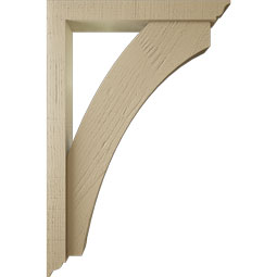 Ekena Millwork - BKTUR0352X24X36THR01RCPR - Timberthane Faux Wood Thorton Style Bracket w/ Offset Brace, Traditional Ends, 3 1/2"W x 24"D x 36"H, Primed Tan