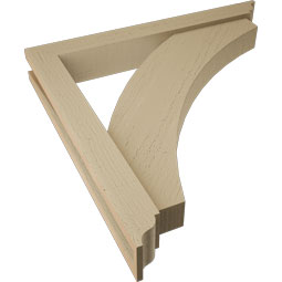 Ekena Millwork - BKTUR0352X26X26THR01RCPR - Timberthane Faux Wood Thorton Style Bracket w/ Offset Brace, Traditional Ends, 3 1/2"W x 26"D x 26"H, Primed Tan