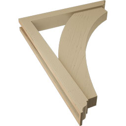 Ekena Millwork - BKTUR0352X26X34THR01RCPR - Timberthane Faux Wood Thorton Style Bracket w/ Offset Brace, Traditional Ends, 3 1/2"W x 26"D x 34"H, Primed Tan