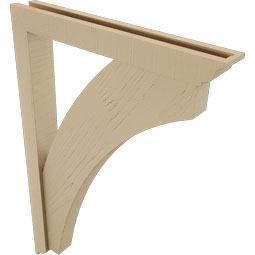 Ekena Millwork - BKTUR0352X26X38THR01RCPR - Timberthane Faux Wood Thorton Style Bracket w/ Offset Brace, Traditional Ends, 3 1/2"W x 26"D x 38"H, Primed Tan