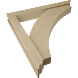 Ekena Millwork - BKTUR0352X28X28THR01RCPR - Timberthane Faux Wood Thorton Style Bracket w/ Offset Brace, Traditional Ends, 3 1/2"W x 28"D x 28"H, Primed Tan