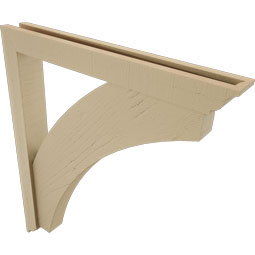 Ekena Millwork - BKTUR0352X28X32THR01RCPR - Timberthane Faux Wood Thorton Style Bracket w/ Offset Brace, Traditional Ends, 3 1/2"W x 28"D x 32"H, Primed Tan
