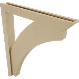 Ekena Millwork - BKTUR0352X28X36THR01RCPR - Timberthane Faux Wood Thorton Style Bracket w/ Offset Brace, Traditional Ends, 3 1/2"W x 28"D x 36"H, Primed Tan