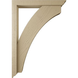 Ekena Millwork - BKTUR0352X28X40THR01RCPR - Timberthane Faux Wood Thorton Style Bracket w/ Offset Brace, Traditional Ends, 3 1/2"W x 28"D x 40"H, Primed Tan
