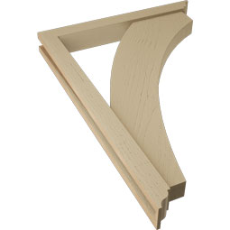 Ekena Millwork - BKTUR0352X28X40THR01RCPR - Timberthane Faux Wood Thorton Style Bracket w/ Offset Brace, Traditional Ends, 3 1/2"W x 28"D x 40"H, Primed Tan