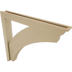 Ekena Millwork - BKTUR0352X30X30THR01RCPR - Timberthane Faux Wood Thorton Style Bracket w/ Offset Brace, Traditional Ends, 3 1/2"W x 30"D x 30"H, Primed Tan