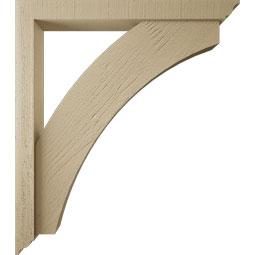 Ekena Millwork - BKTUR0352X30X34THR01RCPR - Timberthane Faux Wood Thorton Style Bracket w/ Offset Brace, Traditional Ends, 3 1/2"W x 30"D x 34"H, Primed Tan