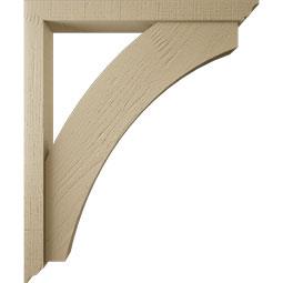 Ekena Millwork - BKTUR0352X30X36THR01RCPR - Timberthane Faux Wood Thorton Style Bracket w/ Offset Brace, Traditional Ends, 3 1/2"W x 30"D x 36"H, Primed Tan