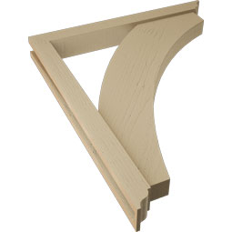 Ekena Millwork - BKTUR0352X30X36THR01RCPR - Timberthane Faux Wood Thorton Style Bracket w/ Offset Brace, Traditional Ends, 3 1/2"W x 30"D x 36"H, Primed Tan