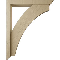 Ekena Millwork - BKTUR0352X30X38THR01RCPR - Timberthane Faux Wood Thorton Style Bracket w/ Offset Brace, Traditional Ends, 3 1/2"W x 30"D x 38"H, Primed Tan