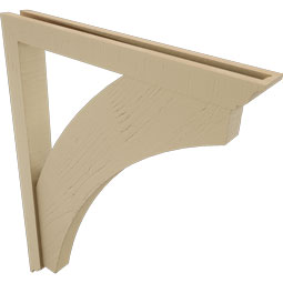 Ekena Millwork - BKTUR0352X30X38THR01RCPR - Timberthane Faux Wood Thorton Style Bracket w/ Offset Brace, Traditional Ends, 3 1/2"W x 30"D x 38"H, Primed Tan